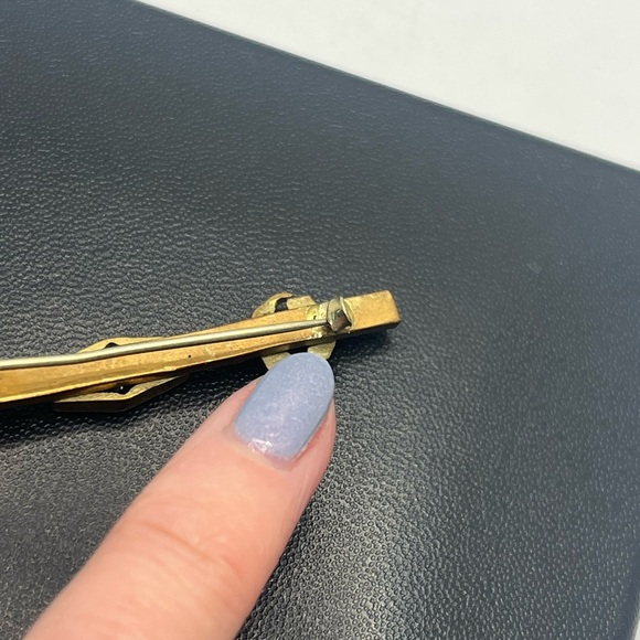 Victorian gold tone purple glass stone vintage bar brooch pin c clasp antique - Picture 8 of 15